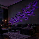 Décoration murale LED chauve-souris 3D pour Halloween